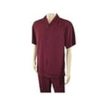 thumbnail image 5 of Men INSERCH 2pc Walking Leisure Suit Shirt Pants Set Short Sleeves 9356 Burgundy, 5 of 7