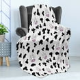 thumbnail image 4 of Cow Print Soft Flannel Fleece Blanket, Animal Cow Hide Pattern Doodle Cartoon Children Drawing Farming Husbandry, Cozy Plush for Indoor and Outdoor Use, 70" x 90", Black White Lilac, by Ambesonne, 4 of 5