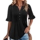 thumbnail image 2 of Blusas para mujer,Blusa de lentejuelas para mujer, manga corta, cuello en V, poliéster, corte holgado, informal, sopatenor, 2 of 9