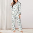 thumbnail image 2 of KLL Whale And Turtle Print Women's Long Sleeve Pajamas with Pants Sleepwear Loungewear 2 Set-XX-Large, 2 of 7