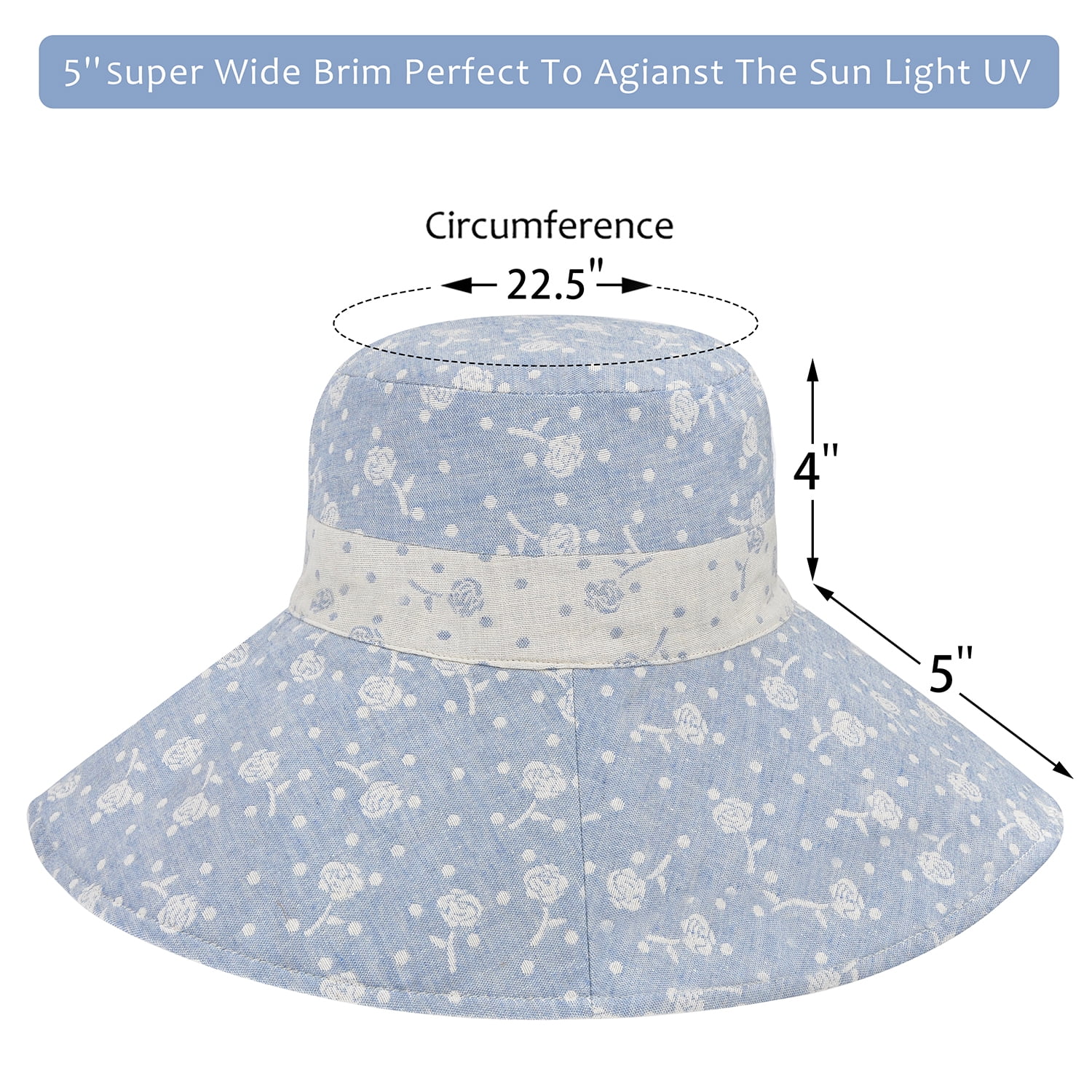 Wide Brim Reversible Sun Hat UPF 50+ Foldable Wide Brimmed Sun Protection Hat - UPF 50+ – Prequel main image 3