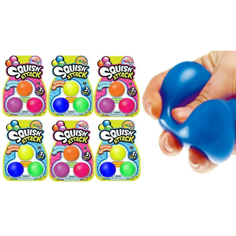 Ren bodsøvelser Inca Empire JA-RU Mini Stretchy Balls 3 Units Assorted 6 Packs 18 Units Squish Attack  1.5" Each Stress Balls Anxiety Relief Squishy Toys for Kids and Adults  Therapy Sensory Fidget Plus 1 FunaTon Sticker #