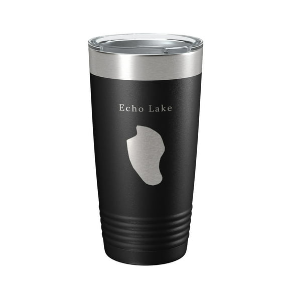 Echo Lake Map Tumbler Travel Mug Insulated Laser Engraved Coffee Cup White Mountains New Hampshire 20 oz Black