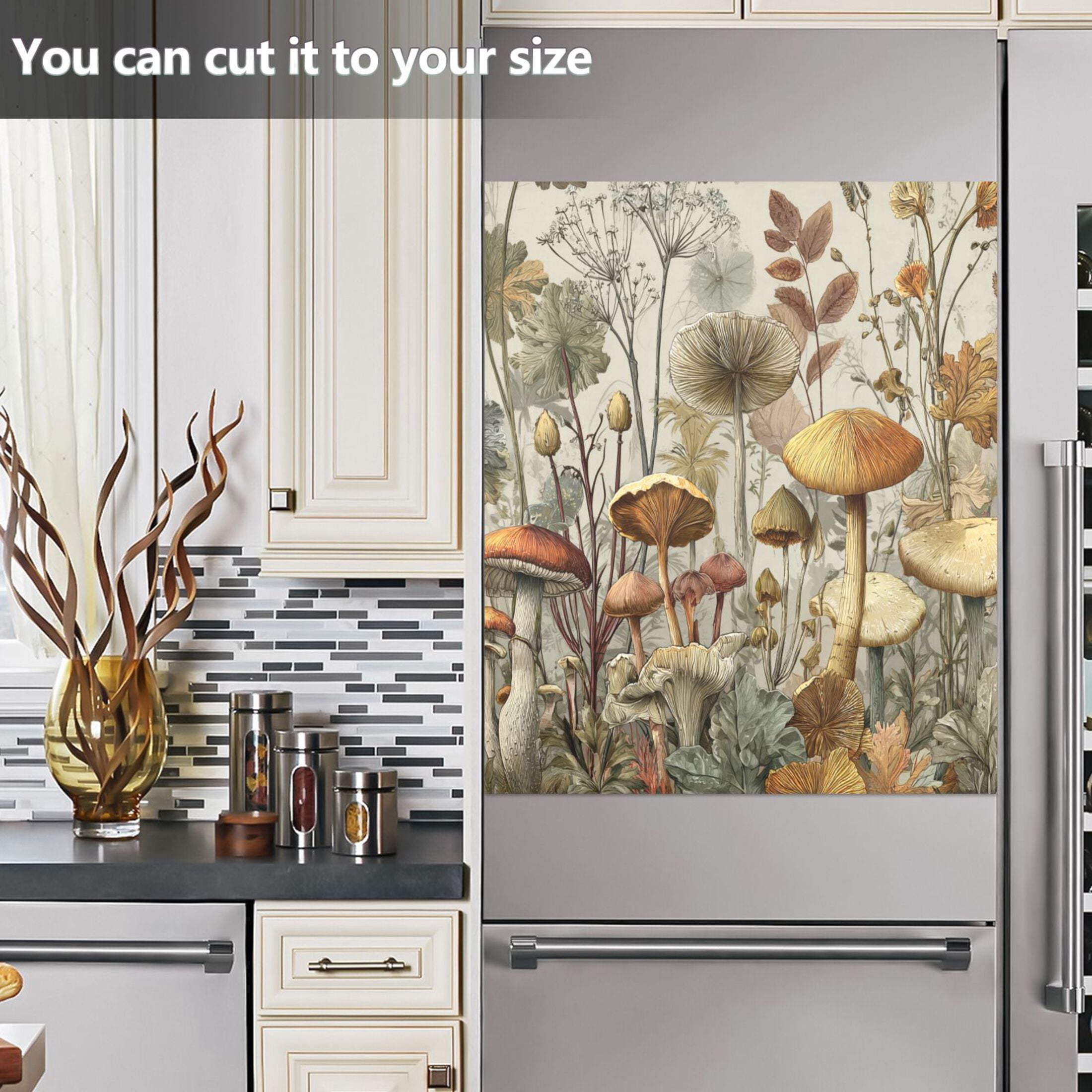 Dishwasher Sticker Magnetic Dishwasher Sticker Magnetic Decorative Sticker Refrigerator Sticker Dishwasher Decorative Stickers Gray Mushroom