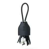 MOTILE™ Vegan Leather Tassel Cord with Lightning® Connection, Charcoal