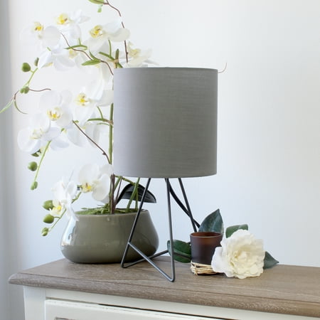 Simple Designs - Down to the Wire Table Lamp with Fabric Shade - Gray/Gray