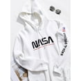 thumbnail image 3 of ZAFUL Men's Junior Tenager Letter Graphic American Flag Print Drawstring Hoodie White 2XL, 3 of 6