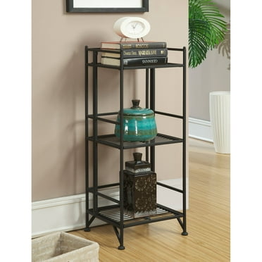 Convenience Concepts Xtra Storage 3 Tier Folding Metal Shelf, Black