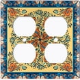 thumbnail image 3 of Metal Light Switch Plate Cover Yellow Orange Mandala Flower Heart Tile Pattern TIL033, 3 of 13