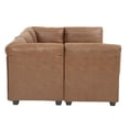 thumbnail image 6 of Partner Furniture Faux Leather Easy to Assemble Sectional Sofa, Caramel, 6 of 10