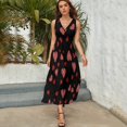 thumbnail image 3 of Red Hearts Pattern on Dark Background Dress Fashion Boho Beach Long Dresses Female Party Printed Maxi Dress, 3 of 9