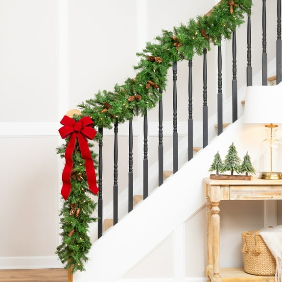 Northlight 9' x 12" Prelit Dakota Red Pine Artificial Christmas Garland - Clear Lights