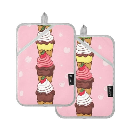 

Two Pieces Of Square Heat Insulation Pad Oven Mitts 7x9.8 Inch Oven Microwave Kitchen Cooking Baking Green Matcha Cake