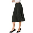 thumbnail image 4 of Women's Pleated Midi Skirt Elastic High Waist A-Line Swing Casual Flowy Long Skirts S Dark Grey, 4 of 6