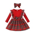 thumbnail image 2 of Esaierr 3M-3Y Toddler Baby Girls Christmas Dress Kids Fall Winter Princess Dress Ruffle Long Sleeve Buffalo Check Plaid Tutu Lace Newborn Dress, 2 of 7