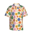 thumbnail image 3 of Xecao Groovy Daisy Flowers print Hawaiian shirt - a stylish short-sleeve button-down for men, perfect for casual beach and tropical outings., 3 of 9