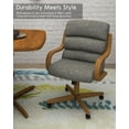 thumbnail image 5 of Chromcraft Douglas Swivel Tilt Dining Chairs with Casters – Comfortable Cushioned Seats, Ash Upholstery, Chestnut Wood Arms, 4-piece set, 5 of 8