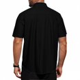 thumbnail image 3 of Dwellite Mens Linen Shirts Short Sleeve Button Down Shirts Casual Lightweight Summer Beach Solid Tops Black XL, 3 of 3