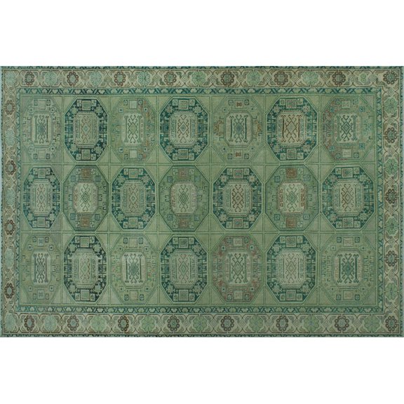 Semi Antique Sharen Green/Ivory Rug, 6'3" x 9'4"