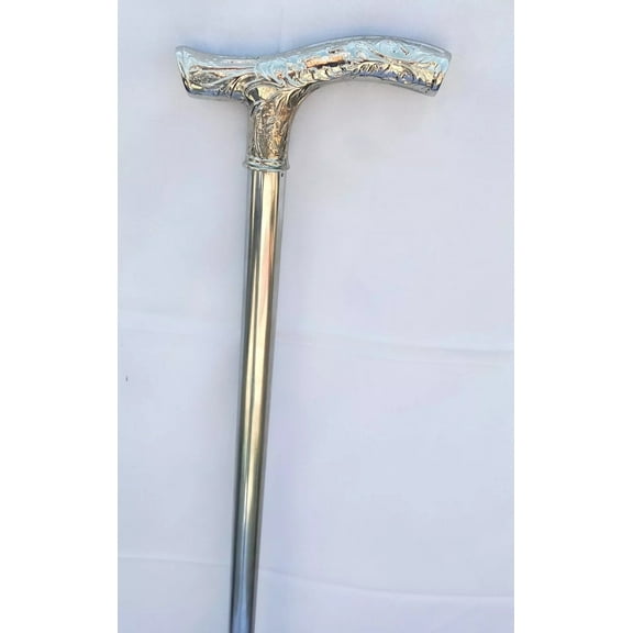 Tactical Steel Walking Cane with Curved Handle for Men and Women