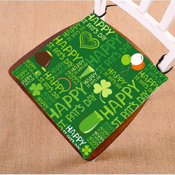 GCKG Happy St.Patrick's Day Chair Pad Seat Cushion Chair Cushion Floor Cushion with Breathable Memory Inner Cushion and Ties Two Sides Printing 16x16inch