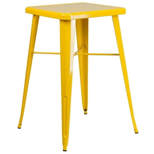 Flash Furniture 28" Square Metal Bar Table in Yellow