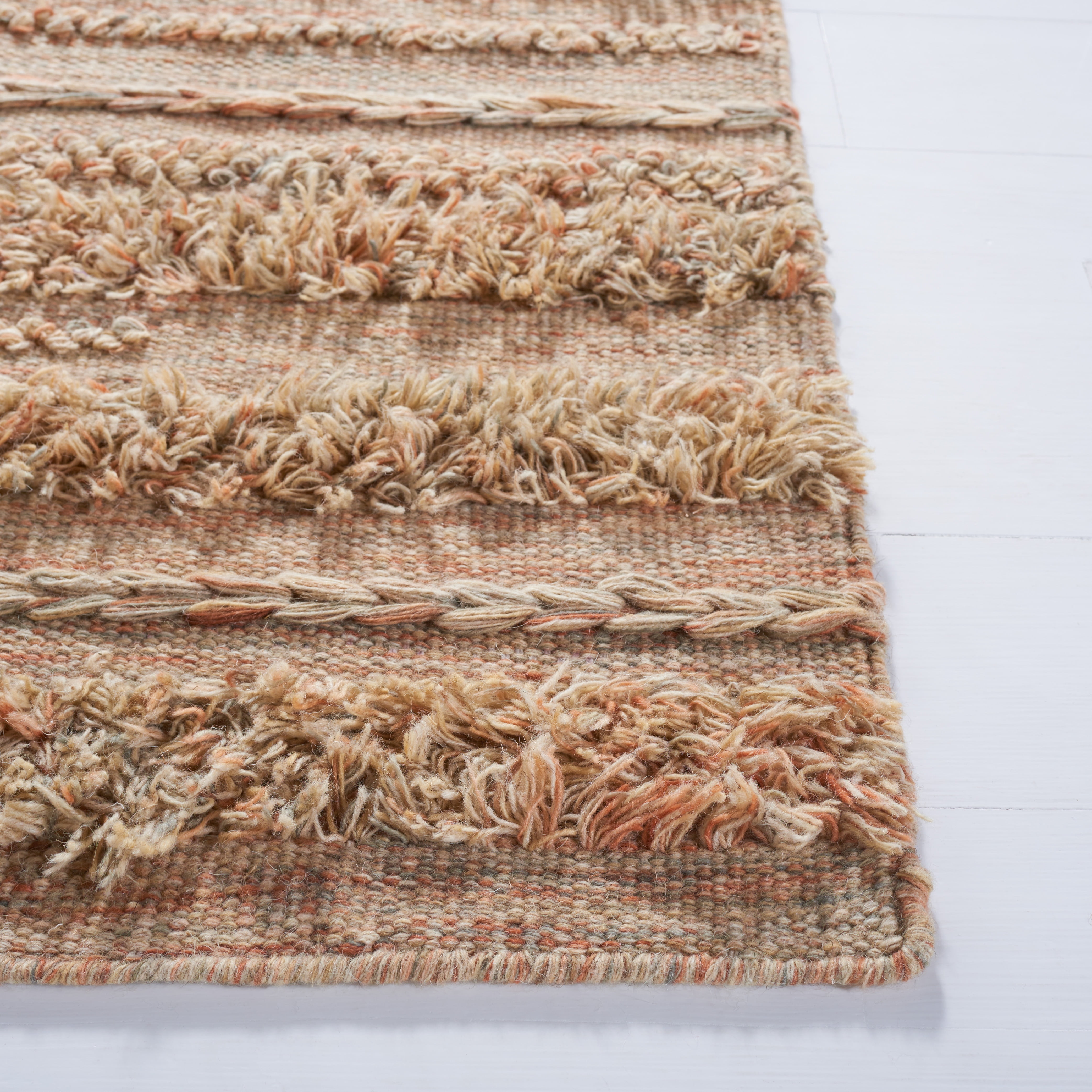 SAFAVIEH Vermont Zavanna Striped Area Rug, Beige/Orange, 6' x 6' Square