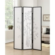 Roundhill Furniture 3-Panel Oriental Shoji Screen/Room Divider in Black
