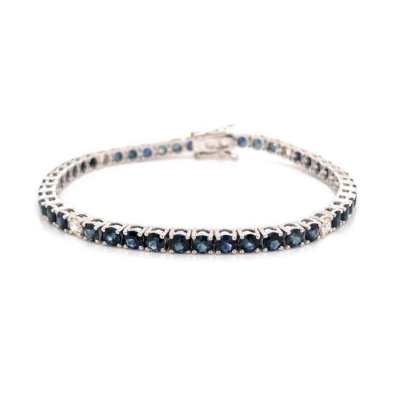 18K Blue Sapphire Tennis Bracelet,14K Gold Blue Sapphire Bracelet,14k Prong Blue Sapphire Tennis Bracelet,Bracelet For Women Gift For Her
