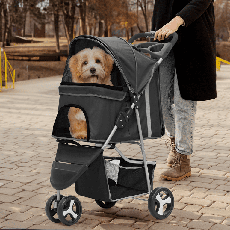 Ingborsa Pet Stroller, Dog Stroller For Medium Small Dog With Storage Basket