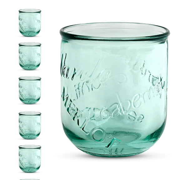 Amici Home Vino Stemless Wine Glasses 12oz Italian Made, Recycled Glass, Cute Water Tumblers for Wine, Beer, Juice, Cocktails, Fresh Drinks, Set of 6