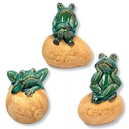 Frog Garden Statues, Set of 3 Live, Love, Laugh Décor Indoor Outdoor Statues
