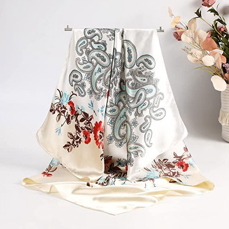 AWAYTR 35” Large Square Satin Head Scarf - 3Pcs Women Satin  display picture 3