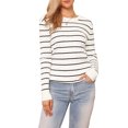 thumbnail image 2 of Suéter Casual INSPIRE CHIC para Mujer, de Rayas, Cuello Redondo, Diseño Hueco, Tendencia Otoño Invierno, Suéteres S Blanco, 2 of 5