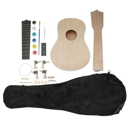 21 Inch Ukulele Uke DIY Kit Wood Hawaii Guitar Unfinished Musical Gifts With Carry