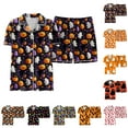 thumbnail image 4 of TTUHYWXI Halloween Pajama Set for Women 2025 Fall Graphic Button Up Sleepwears Ladies Ctue 2 Piece Top and Shorts Pjs Sets (Purple, XL), 4 of 7