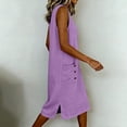 thumbnail image 6 of QUNYINEY Solid Sundress Women Sleeveless Cotton Linen Casual Midi Tank Dress Crew Neck Loose Fit with Pockets Summer Dresses, 6 of 7
