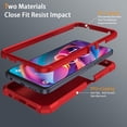 thumbnail image 5 of TJS for TCL K32 5G / K33 5G Phone Case, with Tempered Glass Screen Protector, Full Body Protective Heavy Duty Hybrid Bumper Cover (Red), 5 of 5