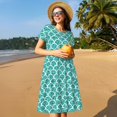thumbnail image 2 of Japuie Aquamarine Glitter1 Print Women's Casual Dress with Pockets,Women's Short sleeve Dress,A-Line Dresses,Summer Dresses for Women,Sundresses Beach Swing Dresses -Large, 2 of 4