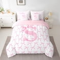 thumbnail image 2 of Erosebridal Letter Bow Bedding Sets Twin Size,Monogrammed Initial Comforter Sets with Sheets,Dreamy Room Decorative,Reversible,7pcs, 2 of 5