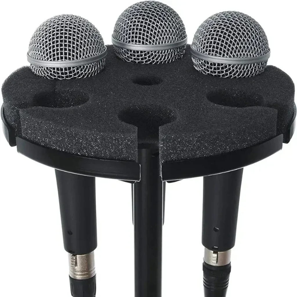 MANNYA Compact Shockproof Microphone Storage Stand 6 Hole Organizers Lightweight For Live Broadcasts Professional Studios