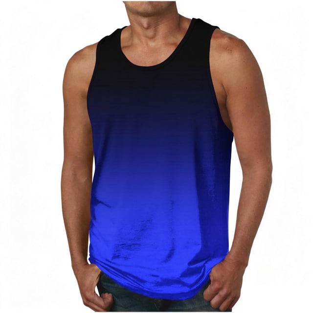 Camiseta de Cuello Redondo Impresa sin Mangas de la Moda de Verano de los Hombres para el Uso Diario Y las Vacaciones