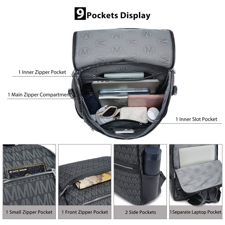 Vegan Leather Backpack Purse for Women 15.6 inch Laptop Bag  display picture 1
