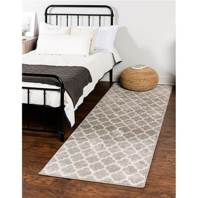 Unique Loom 3128604 2 ft. 7 in. x 13 ft. Philadelphia Trellis Runner Rug, Light Gray