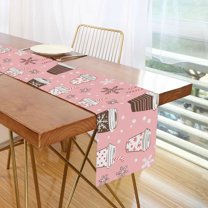 Yayeee Table Runner 70 inches Long Home Kitchen Dinning Party Decoration, Brown Hand Drawn Cups