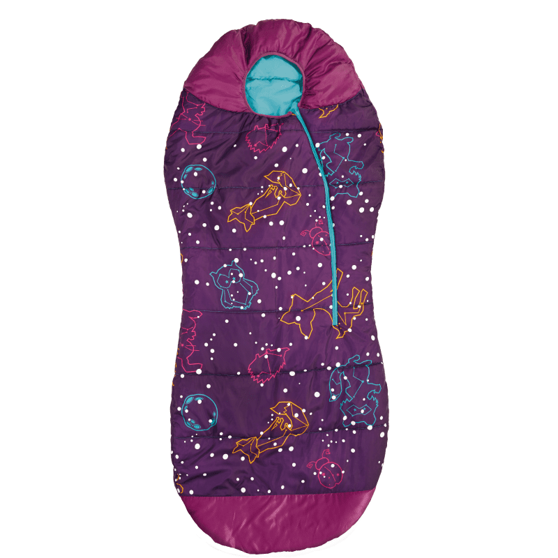 AceCamp Kids GlowinTheDark Sleeping Bag with Compression Sack Purple Mummy Style 30F/ 1C