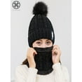 thumbnail image 5 of Luxtrada Womens Winter Hat Warm B Letters Knitted Hat Thick Beanie Cap & Scarf for Winter Knit Ski Beanies Outdoor Sport Hats (Black), 5 of 6