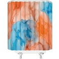 thumbnail image 3 of Orange Blue Marble Shower Curtain - Abstract Ombre Ink Texture, Modern Luxury Aesthetic, Waterproof Fabric with Hooks, 70" Wx70 H, Adds an Artistic and Luxurious Feel to Any Bathroom, 3 of 6