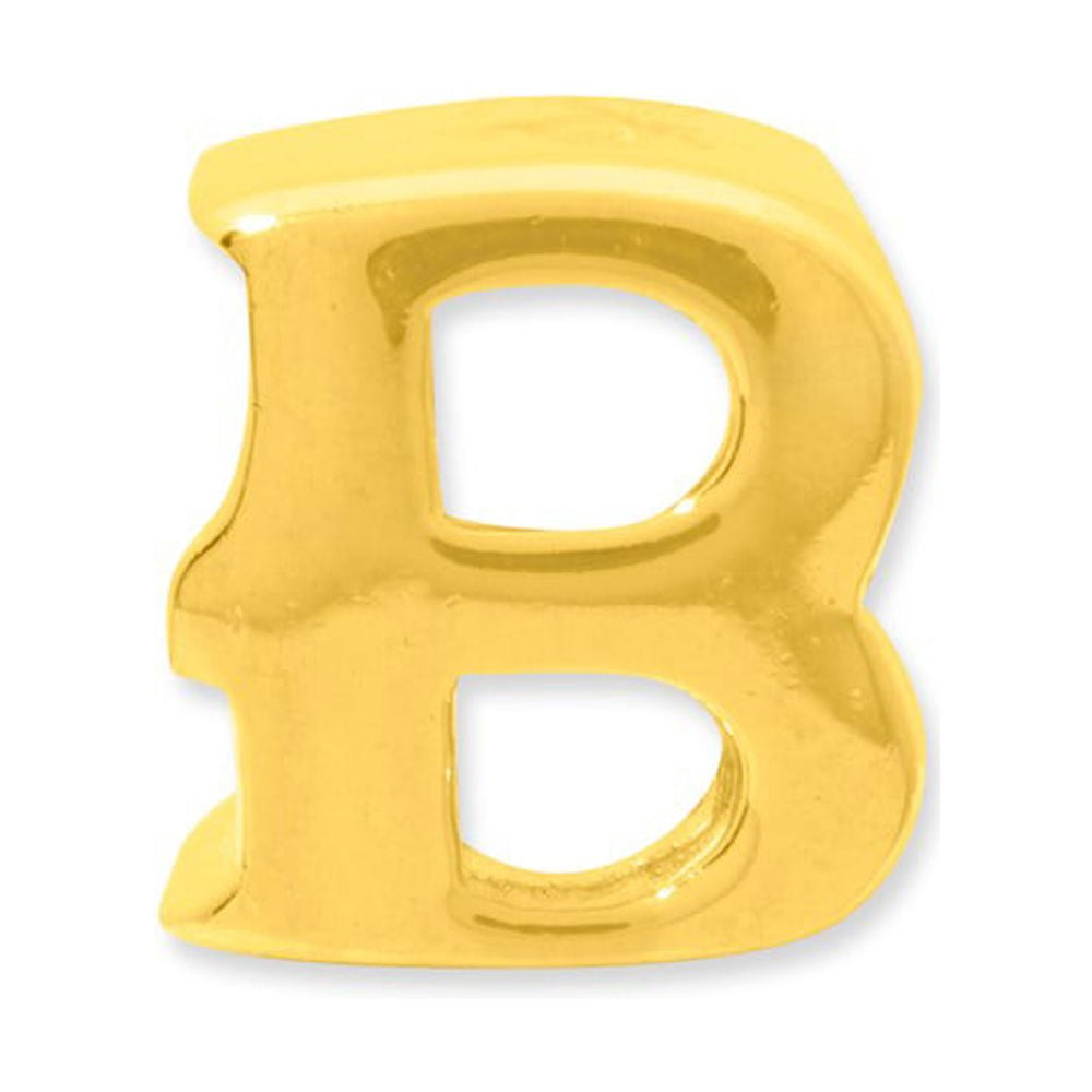 925 Sterling Silver Gold-plated Reflections Letter B Bead; for Adults and Teens; for Women and Men