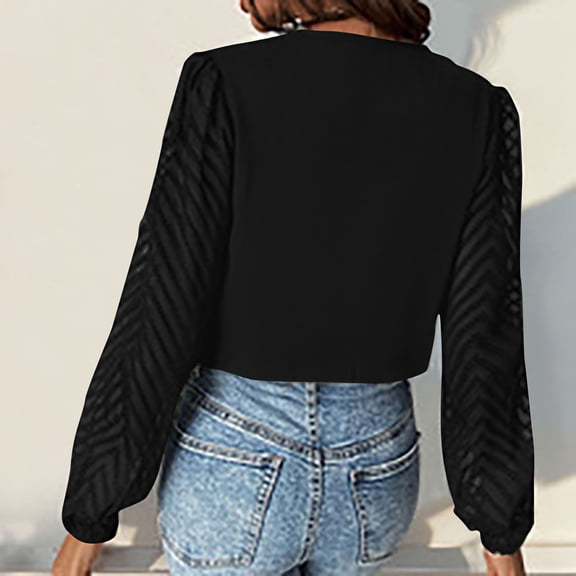 Vmvidoty Women's Solid Color V-Neck Pleated Lace Long Sleeved Jumpsuit Black L( Women's or Women's Plus )
